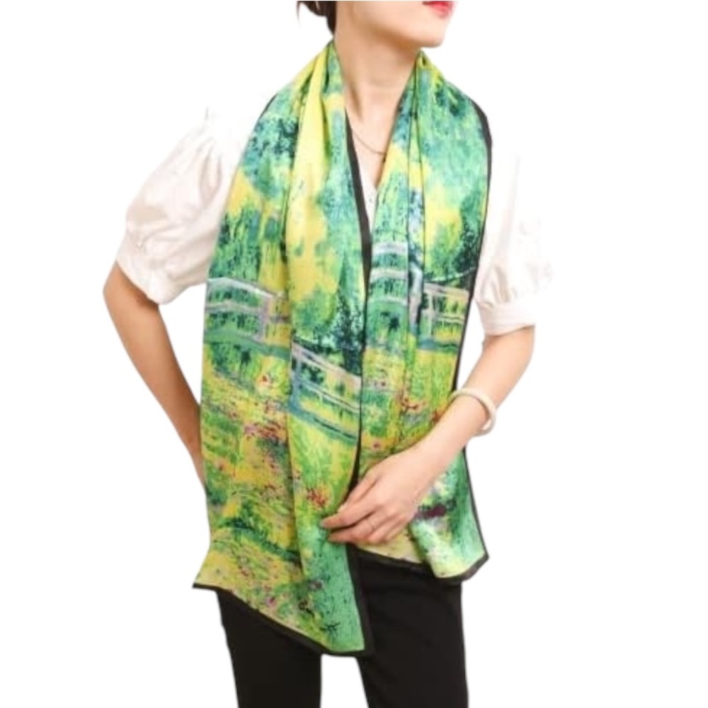 Monet Art Silk “The Japanese Bridge” Scarf